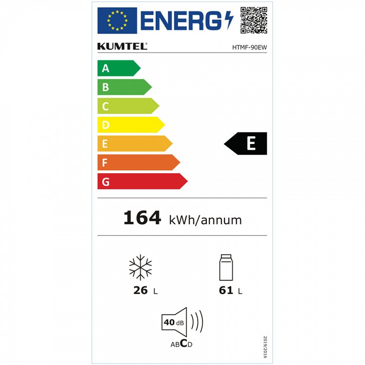 KUMTEL HTMF-90EW Ψυγείο Δίπορτο Λευκό 85x47x50.5