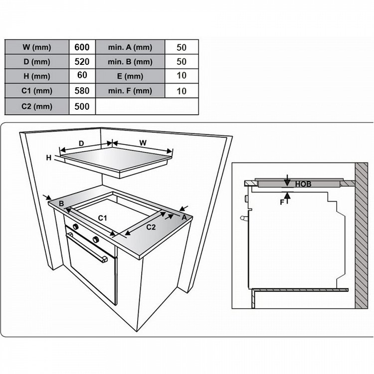 MULTIHOME MH-6108 Εστία Υγραερίου 60cm Λευκή