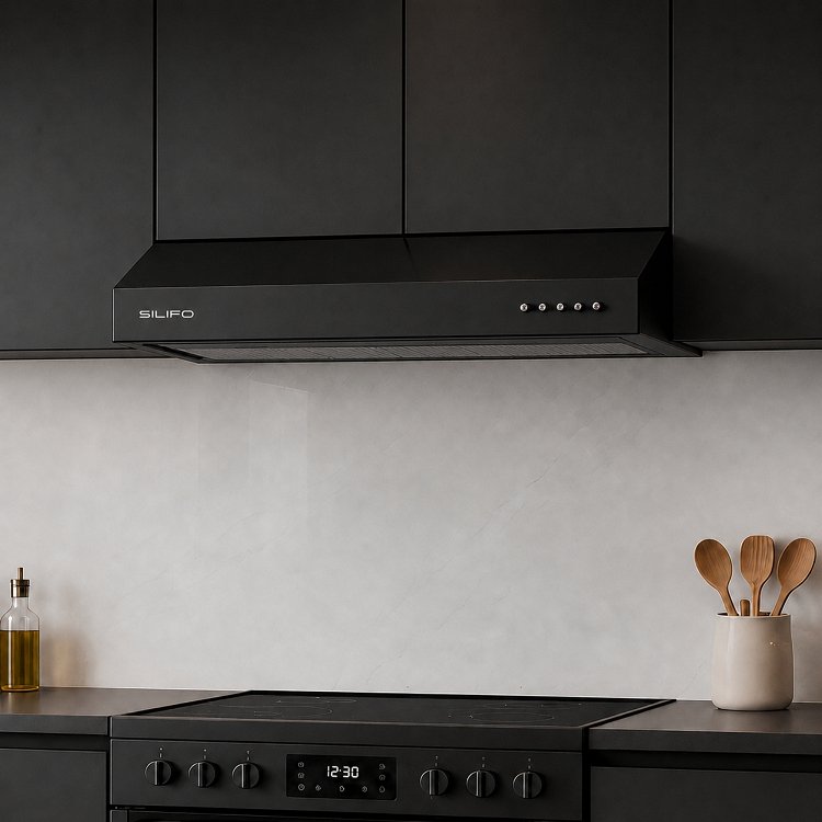 SILIFO SF6685 Απορροφητήρας Ελεύθερος 90cm Μαύρο 2 Μοτέρ (4 Έτη Εγγύηση)