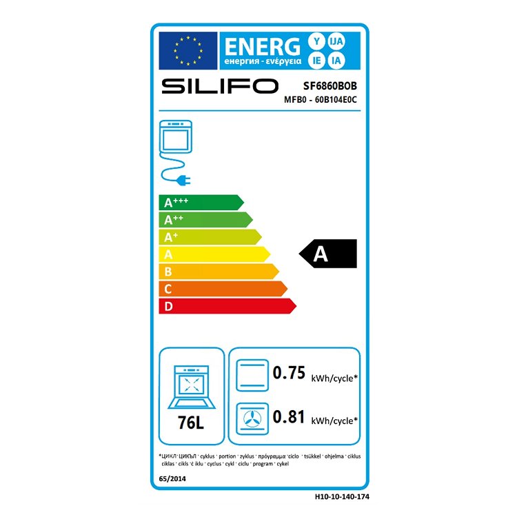 SILIFO-SF6860BOB Φούρνος άνω Πάγκου 76lt Μαύρος (4 Έτη Εγγύηση)
