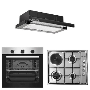 Σετ SILIFO SF6850BOI & SF6100 & SF6665 Φούρνος 83lt, Μικτή Εστία & Απορροφητήρας 93615 (4 Έτη Εγγύηση)