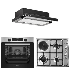 Σετ SILIFO SF6855BOI & SF6100 & SF6665 Φούρνος 76lt, Μικτή Εστία & Απορροφητήρας 93505 (4 Έτη Εγγύηση)