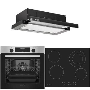 Σετ SILIFO SF6855BOI & SF6822HV5 & SF6665 Φούρνος 76lt, Κεραμική Εστία & Απορροφητήρας 93472 (4 Έτη Εγγύηση)
