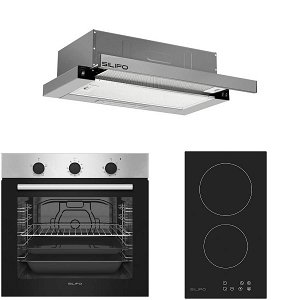 Σετ SILIFO SF6850BOI & SF6801HDV2 & SF6663 Φούρνος 83lt, Εστία Domino & Απορροφητήρας 92027 (4 Έτη Εγγύηση)