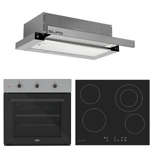 Σετ SILIFO SF6008 & SF6822HV5 & SF6663 Φούρνος, Κεραμική Εστία & Απορροφητήρας 92246
